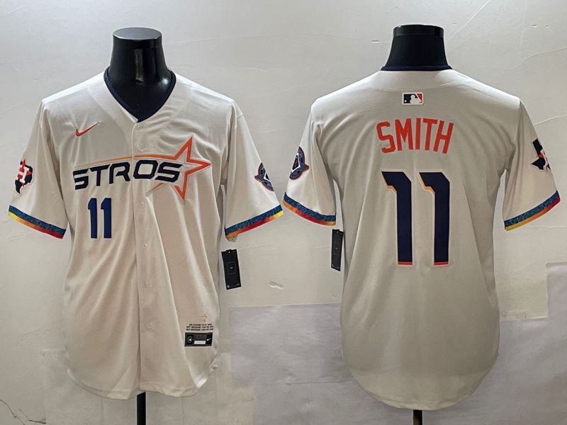 Men Houston Astros #11 Smith Cream Fourth generation Joint Name 2025 Nike MLB Jersey style 4151